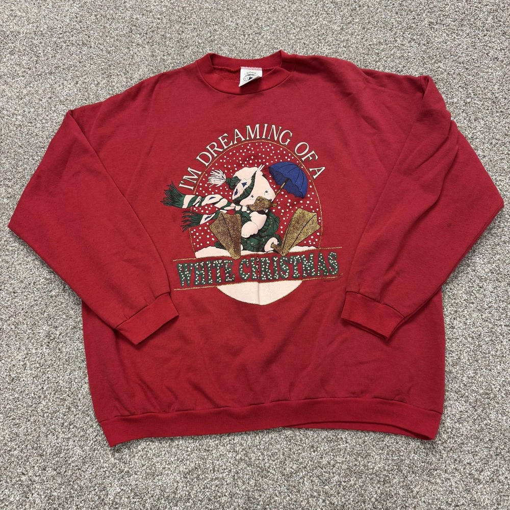 Vintage Ross International Sweatshirt Womens One Size Christmas Glitter Pullover